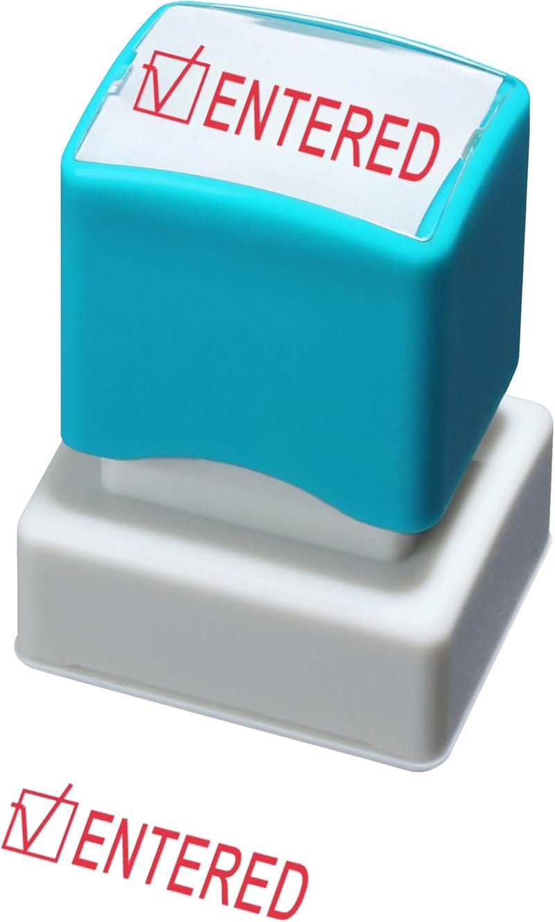 WAFJAMF Entered Stamp–Message Stamp Pre-Inked Office Stamp Refillable Red Ink Preinstalled-Medium - Image 1